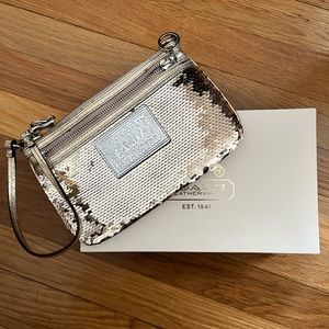 Coach Poppy Gold Sequin Wristlet